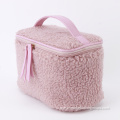 Autumn Winter New Arrival Lamb Wool Sherpa Makeup Bag Box Travel Cosmetic Toiletry Bag Case